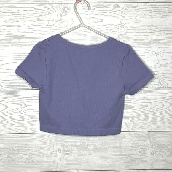 Art Class light purple ribbed short sleeve crop top NWT girls size Medium (8) - Picture 2 of 4